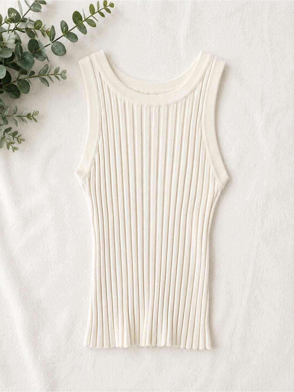 Ribbed Tank Knit Top in Cream-NWOT